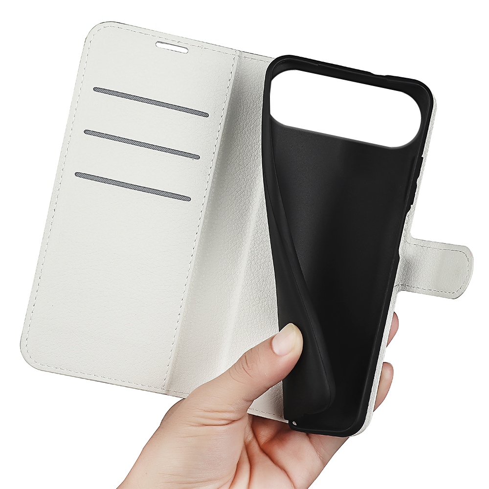Litchi knížkové pouzdro na iPhone 17 Air - bílé