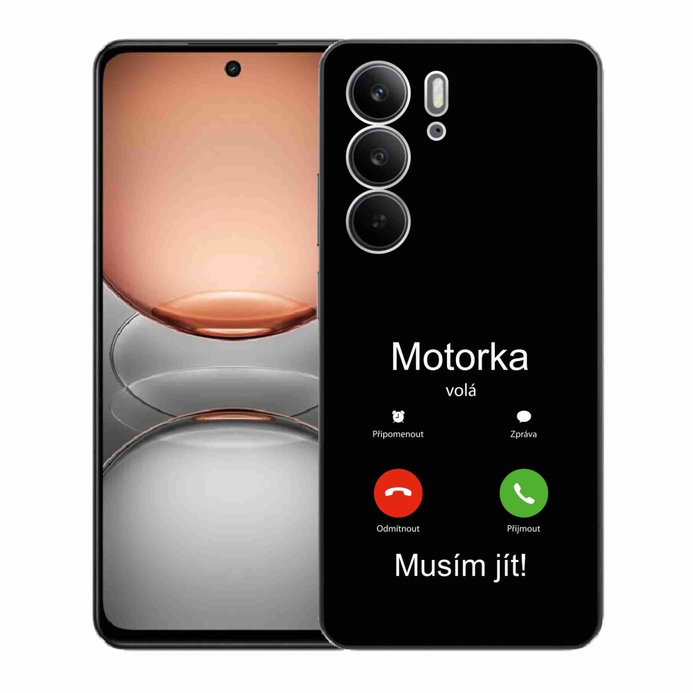 Gelový kryt mmCase na Realme C75 - motorka volá černé pozadí
