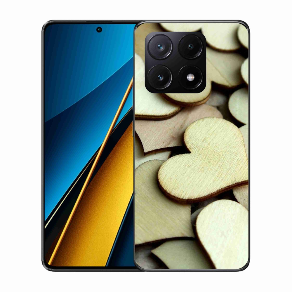Gelový kryt mmCase na Xiaomi Poco X6 Pro 5G - dřevěná srdíčka