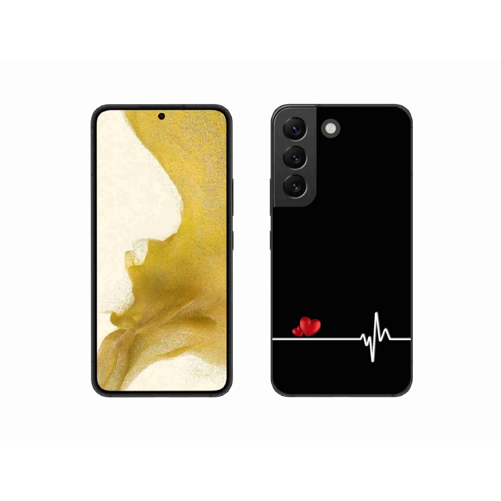 Gelový kryt mmCase na Samsung Galaxy S22 5G - srdce a tep černé pozadí