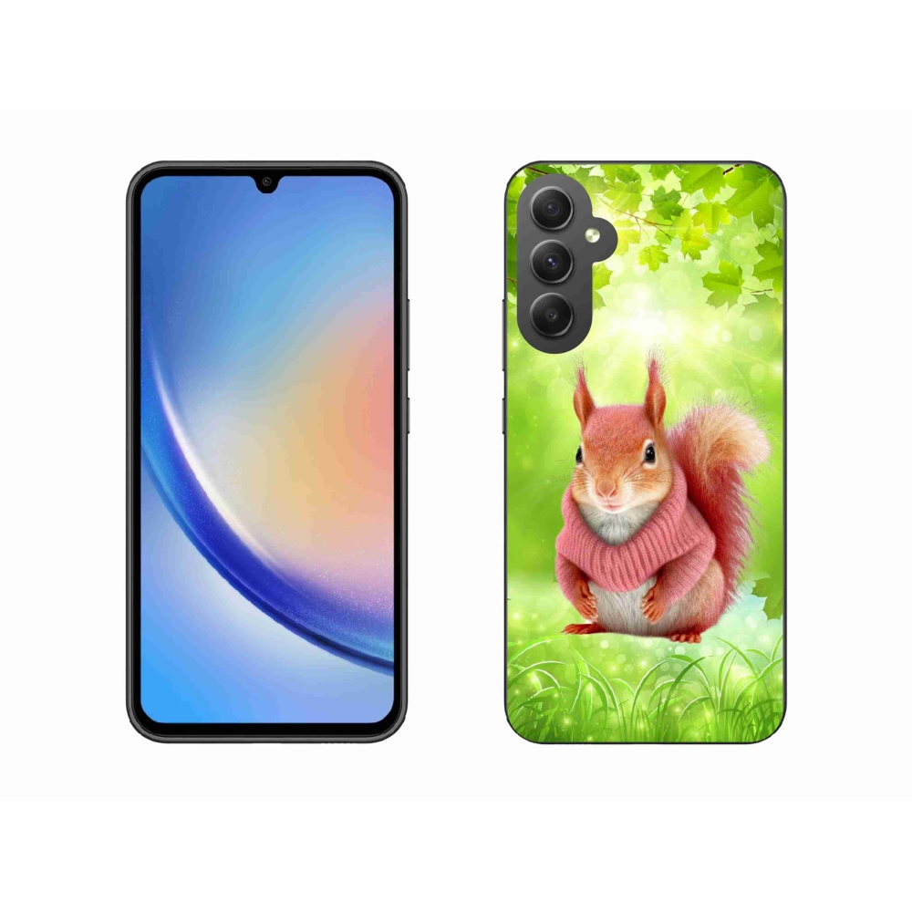 Gelový kryt mmCase na Samsung Galaxy A34 5G - veverka ve svetru