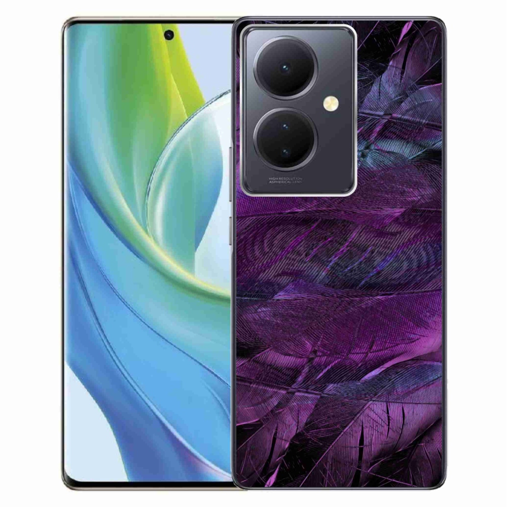 Gelový kryt mmCase na Vivo V29 Lite 5G - fialová pírka