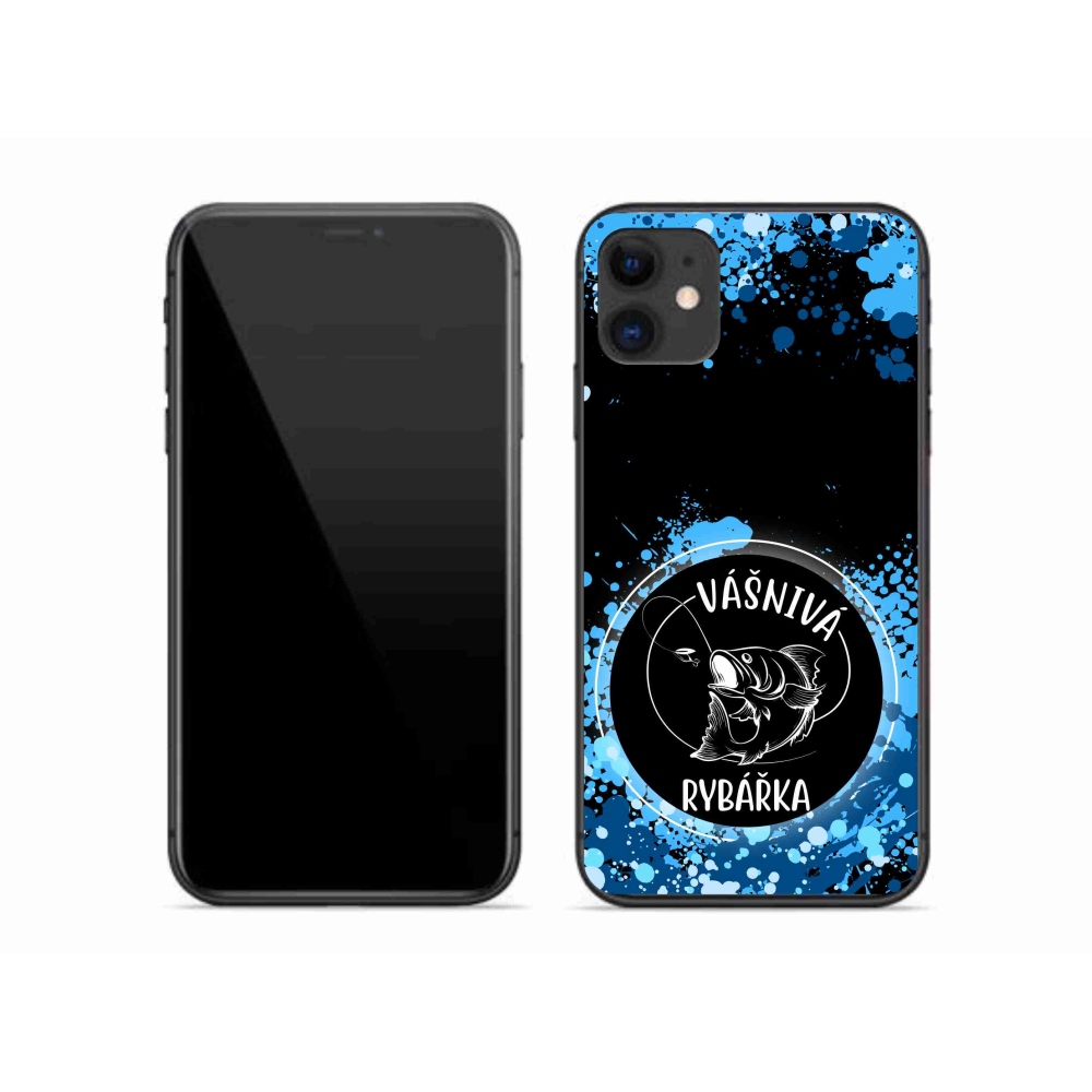 Gelový kryt mmCase na iPhone 11 - vášnivá rybářka černé pozadí