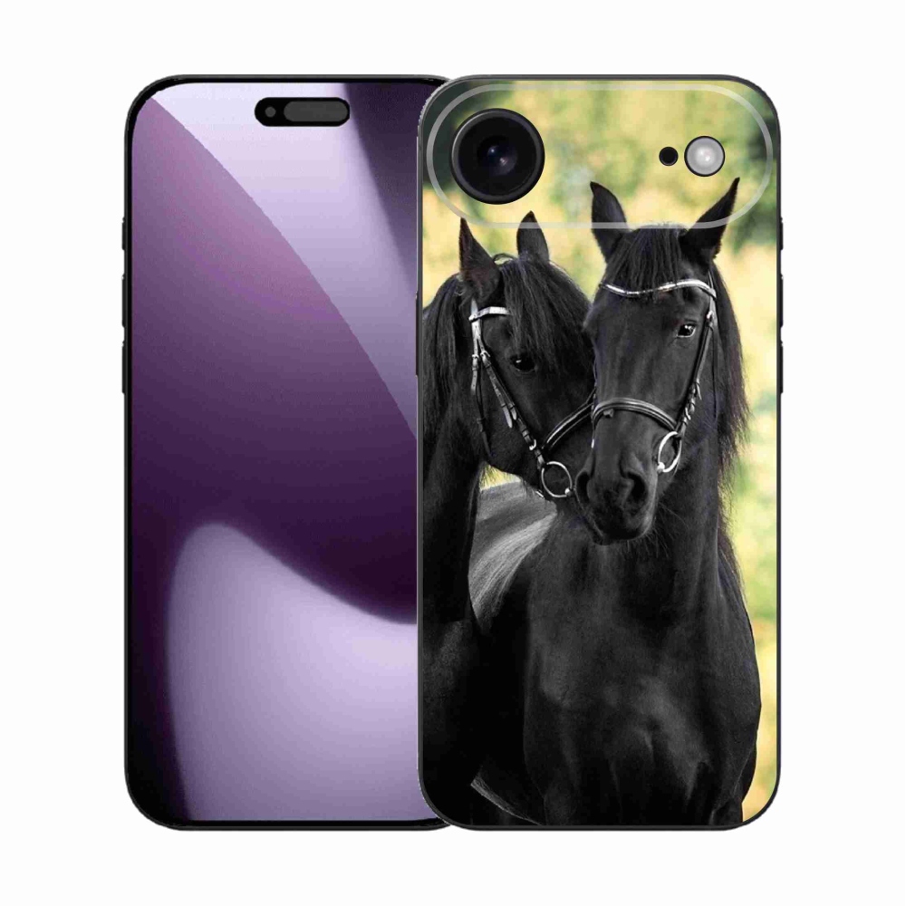 Gelový kryt mmCase na iPhone 17 Air - dva černí koně