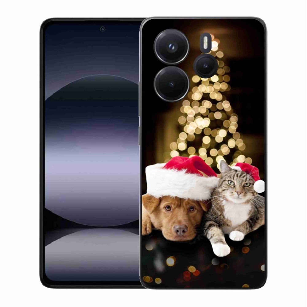 Gelový kryt mmCase na Xiaomi Redmi Note 14 - vánoční pes a kočka