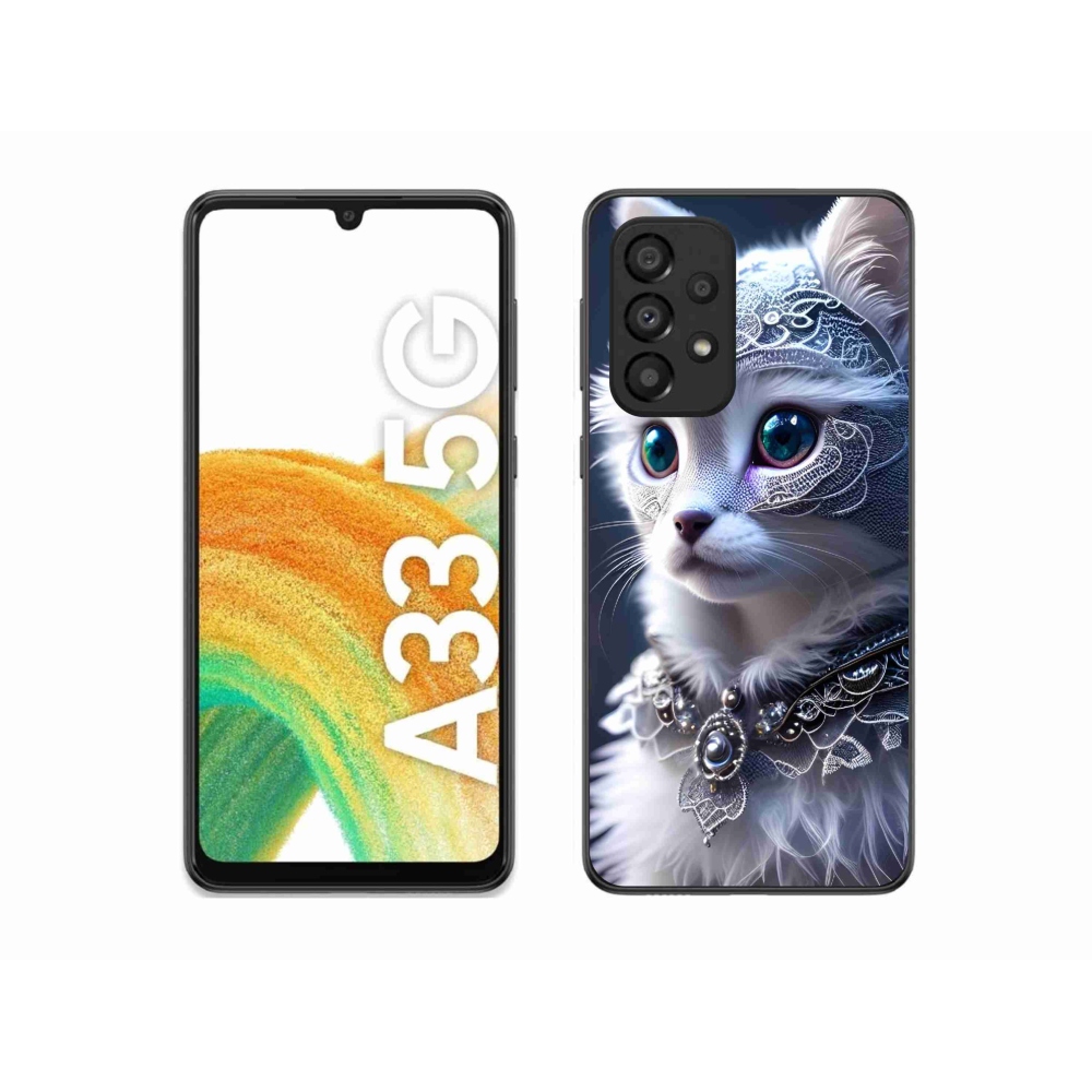 Gelový kryt mmCase na Samsung Galaxy A33 5G - bílá kočka