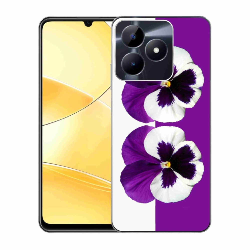 Gelový kryt mmCase na Realme C51/C53 - fialovobílý květ