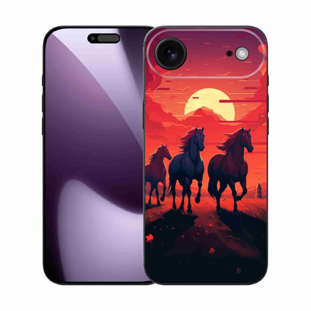 Gelový kryt mmCase na iPhone 17 Air - koně a západ slunce