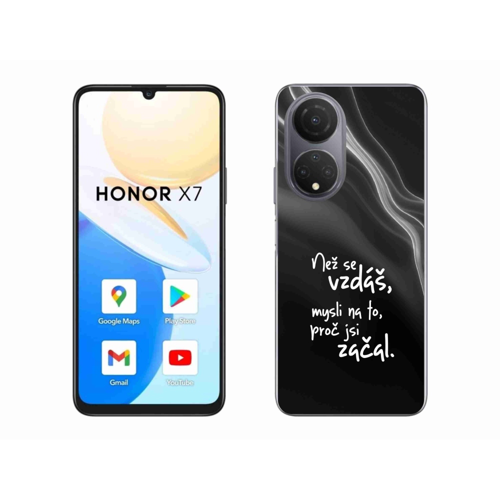 Gelový kryt mmCase na Honor X7 - citát 2 černé pozadí