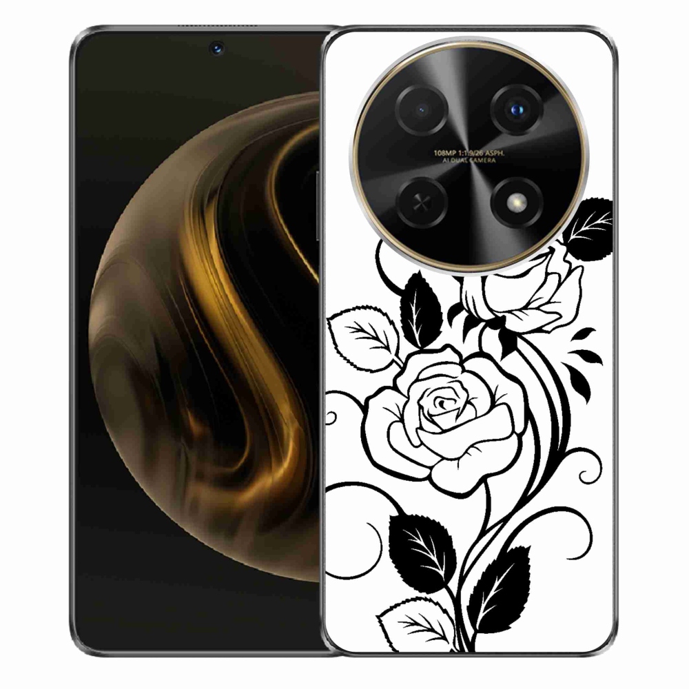Gelový kryt mmCase na Huawei Nova 12i - černobílá růže