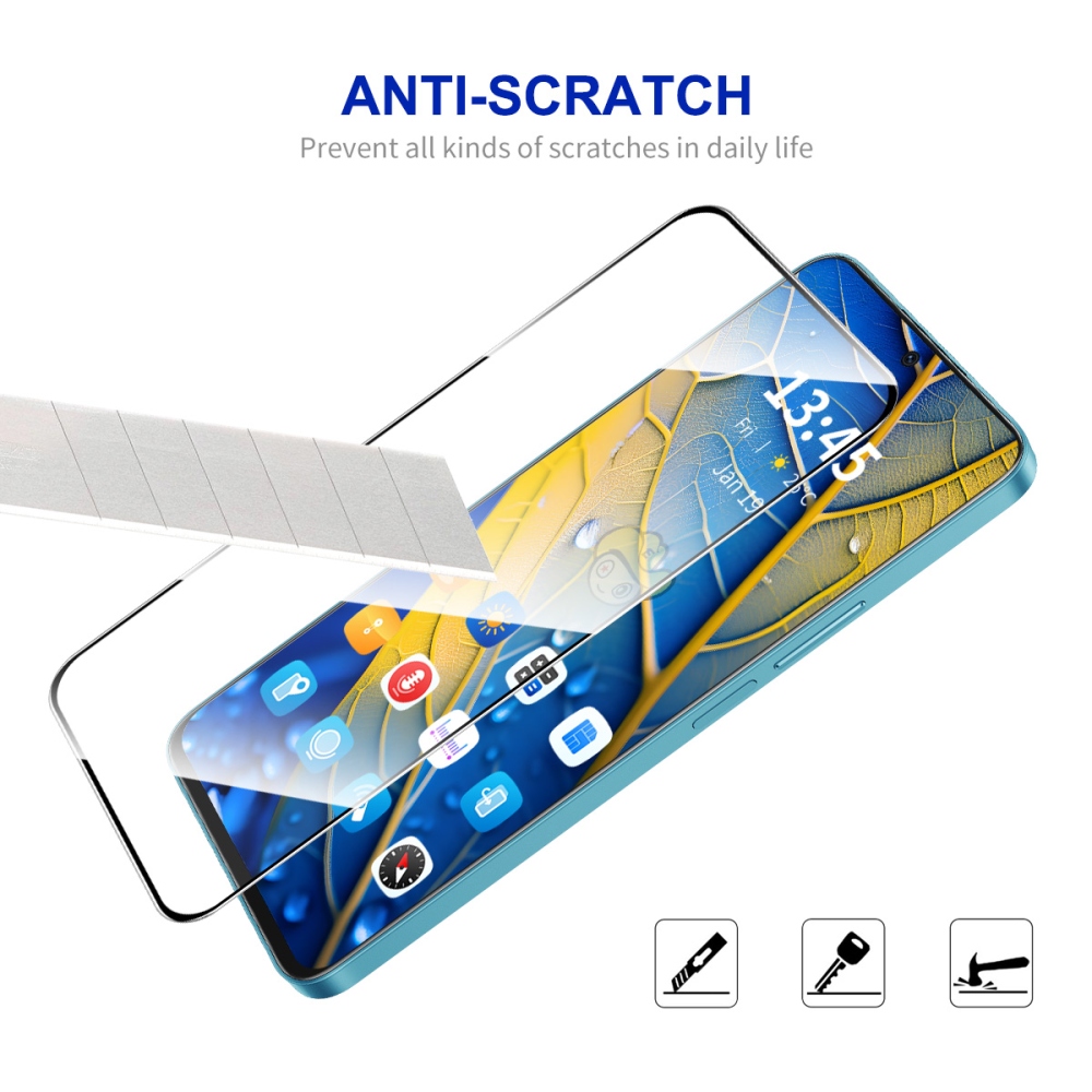 ENK 9H celoplošné tvrzené sklo na Xiaomi Poco F7 5G s aplikačním rámečkem