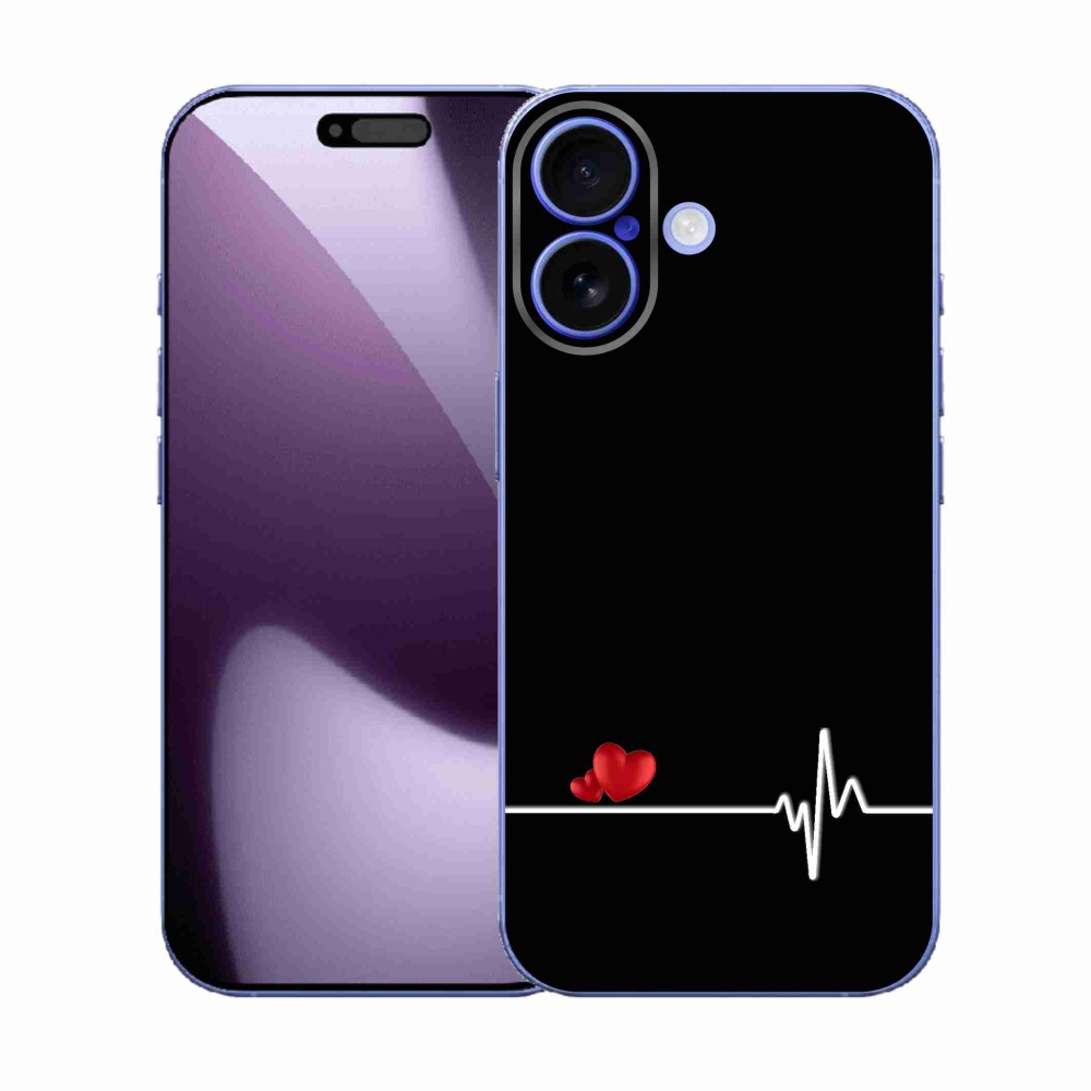 Gelový kryt mmCase na iPhone 17 - srdce a tep černé pozadí