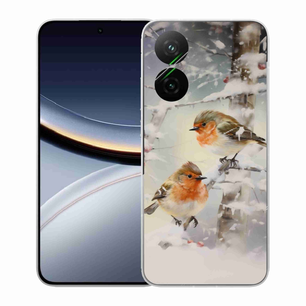 Gelový kryt mmCase na Xiaomi Poco F7 5G - ptáčci v zimě