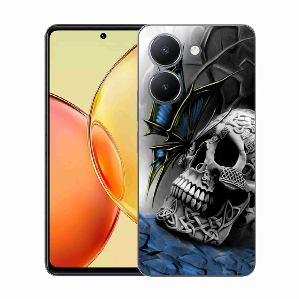 Gelový kryt mmCase na Vivo Y36 - motýl a lebka