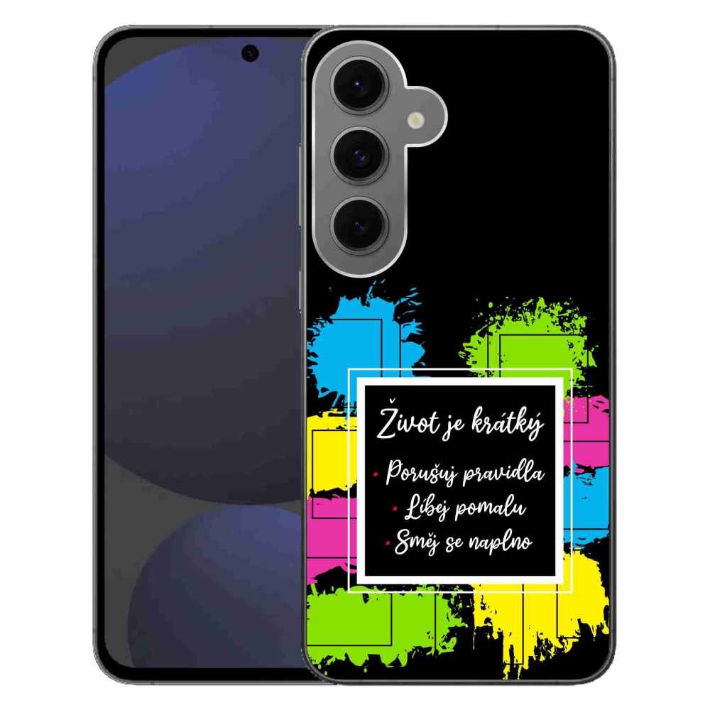 Gelový kryt mmCase na Samsung Galaxy S24 FE - citát 5 černé pozadí