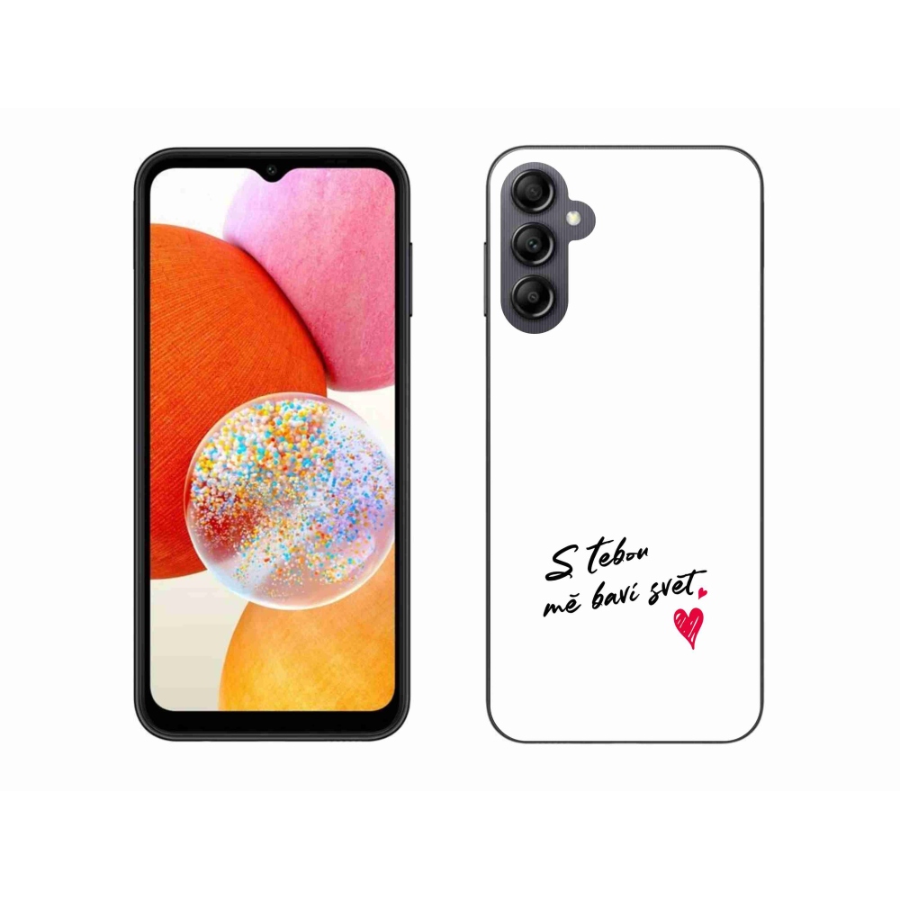 Gelový kryt mmCase na Samsung Galaxy A14 4G/5G - zamilovaný text 1 bílé pozadí