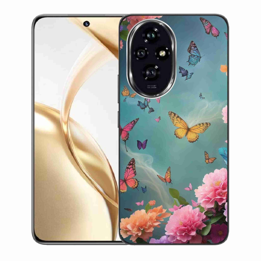 Gelový kryt mmCase na Honor 200 5G - barevné květy a motýli