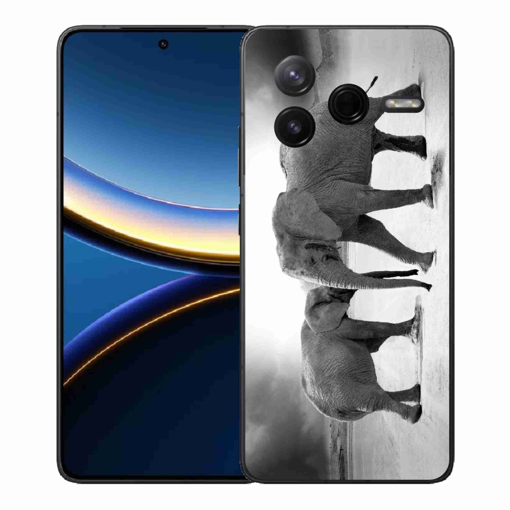 Gelový kryt mmCase na Xiaomi Poco F7 Pro - černobílí sloni