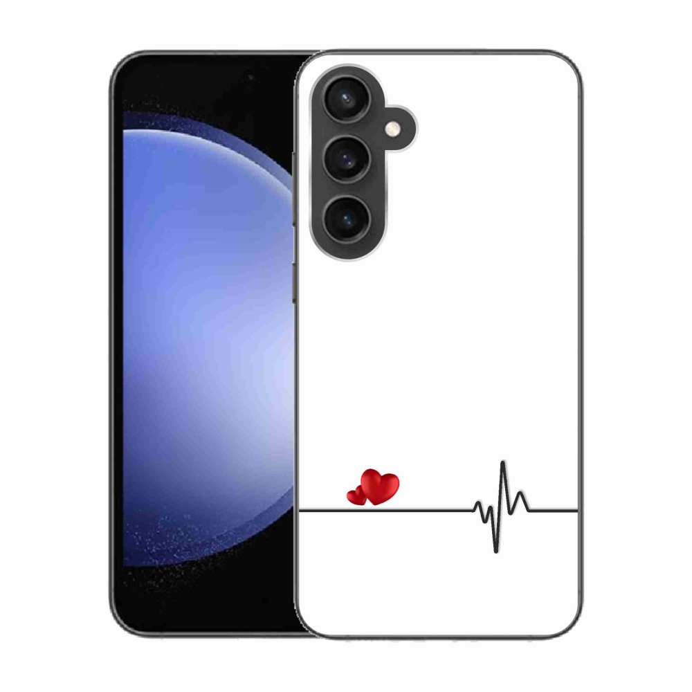 Gelový kryt mmCase na Samsung Galaxy S23 FE - srdce a tep bílé pozadí