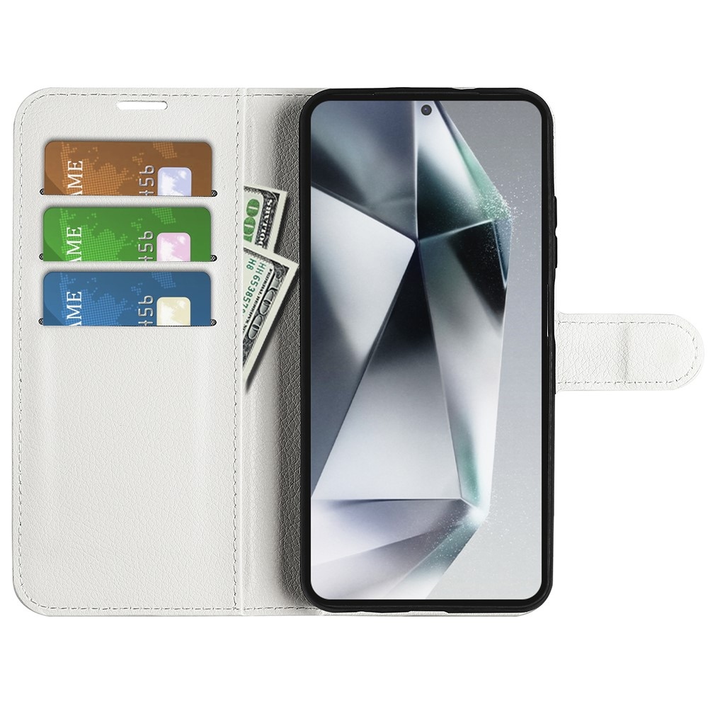 Litchi knížkové pouzdro na Samsung Galaxy S25 Ultra - bílé