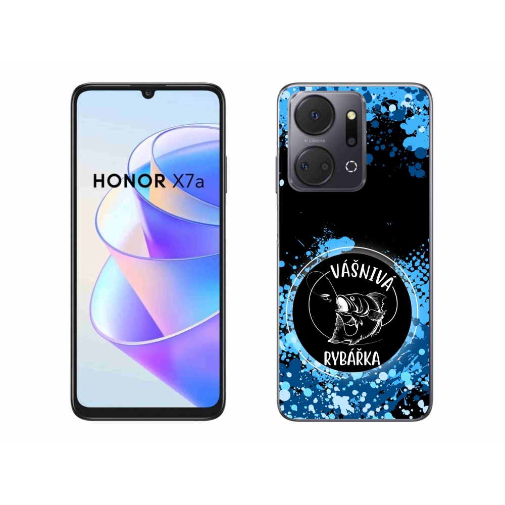 Gelový kryt mmCase na Honor X7a - vášnivá rybářka černé pozadí