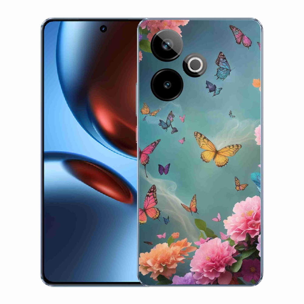 Gelový kryt mmCase na Realme GT 7 5G/GT 7T 5G - barevné květy a motýli