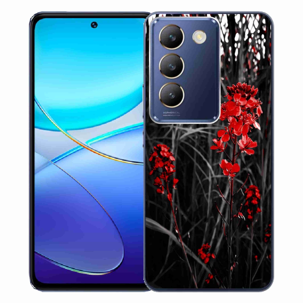 Gelový kryt mmCase na Vivo V40 SE 4G/5G - červená rostlina
