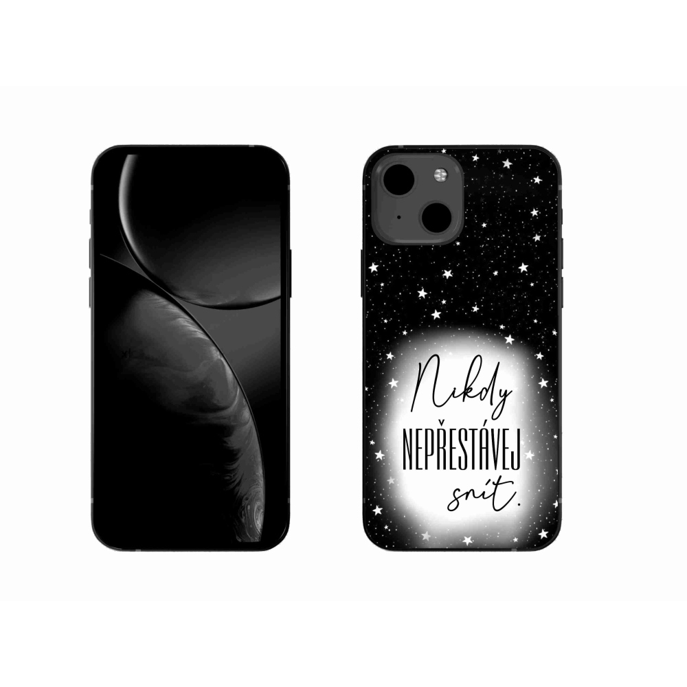 Gelový kryt mmCase na iPhone 13 6.1 - citát 1 bíločerné pozadí