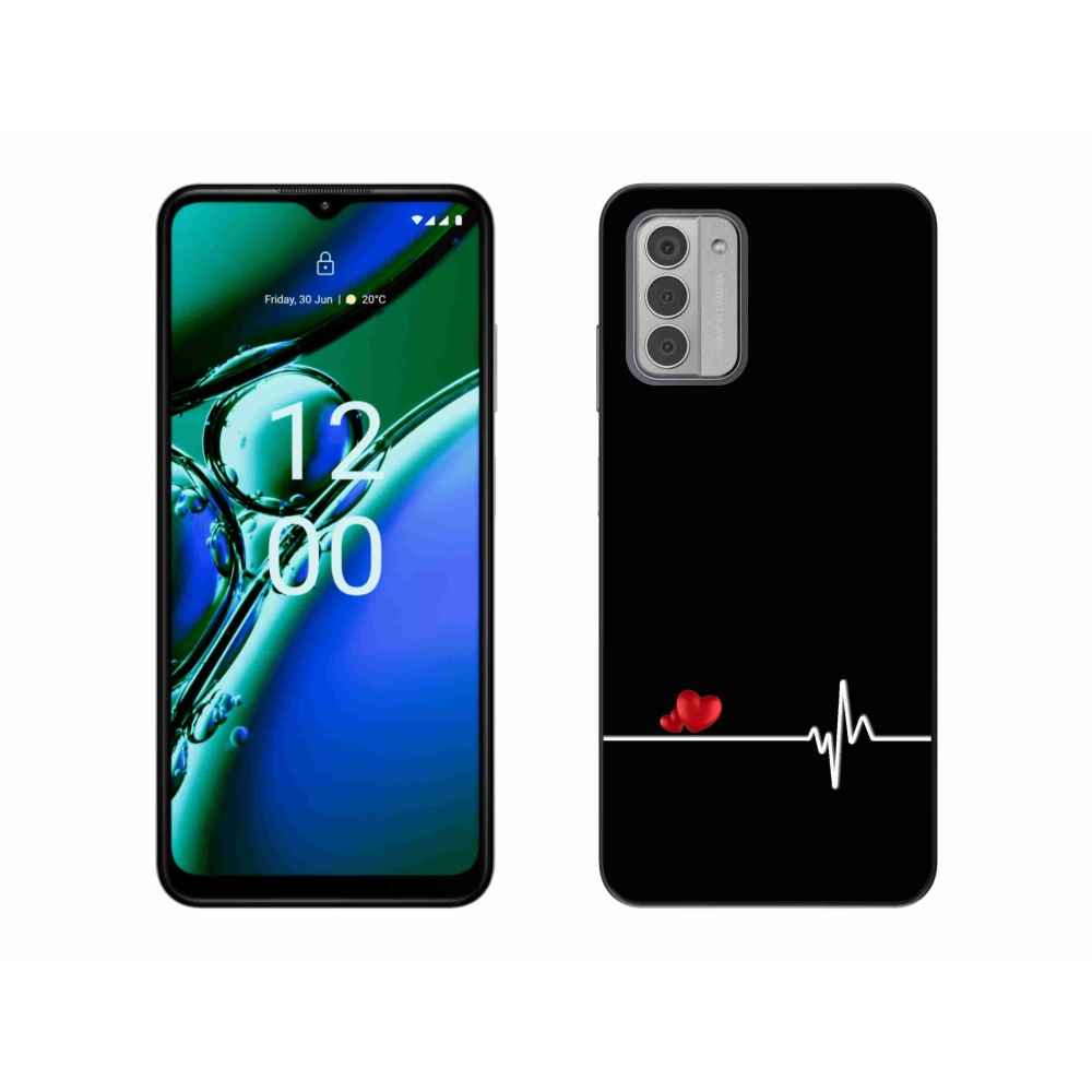 Gelový kryt mmCase na Nokia G42 - srdce a tep černé pozadí