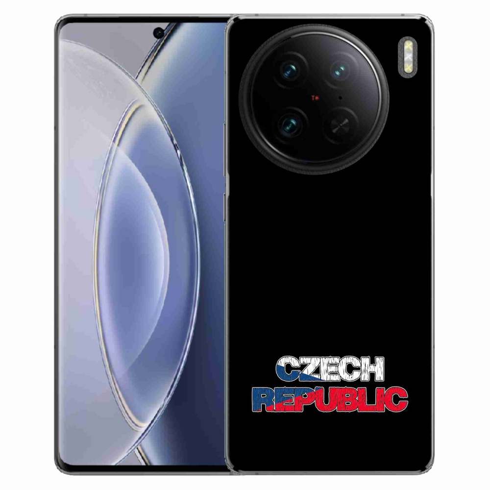 Gelový kryt mmCase na Vivo X90 Pro - Czech Republic černé pozadí