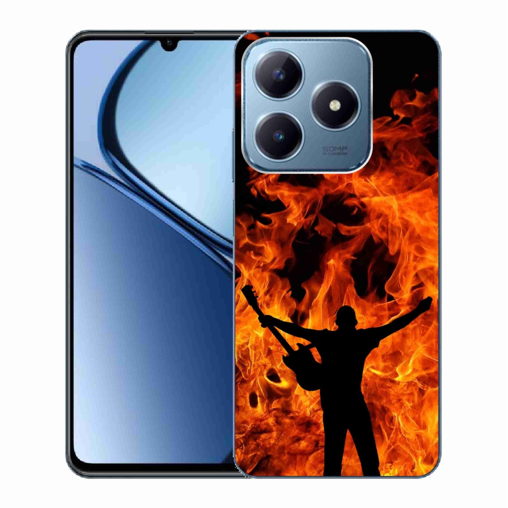 Gelový kryt mmCase na Realme C63 - muzikant a oheň
