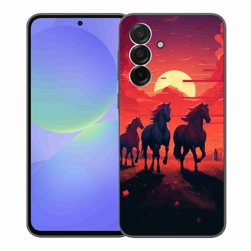 Gelový kryt mmCase na Samsung Galaxy A36 5G - koně a západ slunce