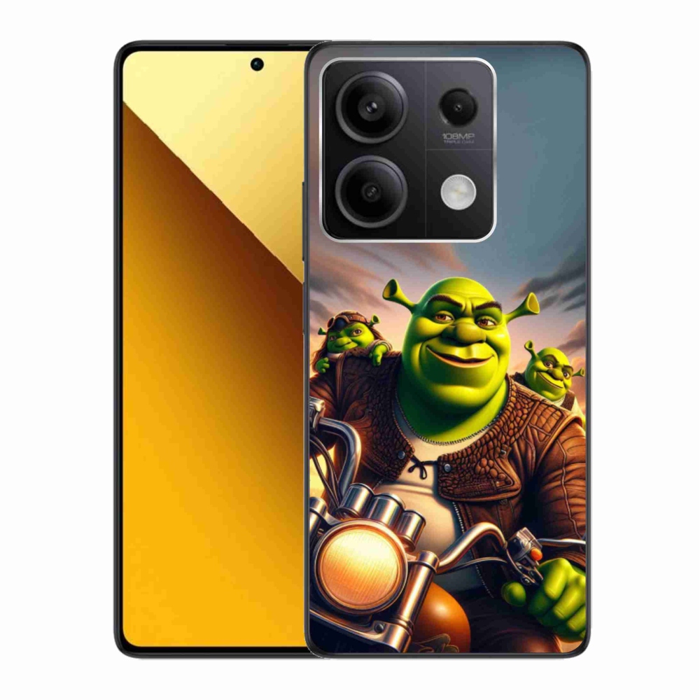 Gelový kryt mmCase na Xiaomi Redmi Note 13 5G - shrek na motorce
