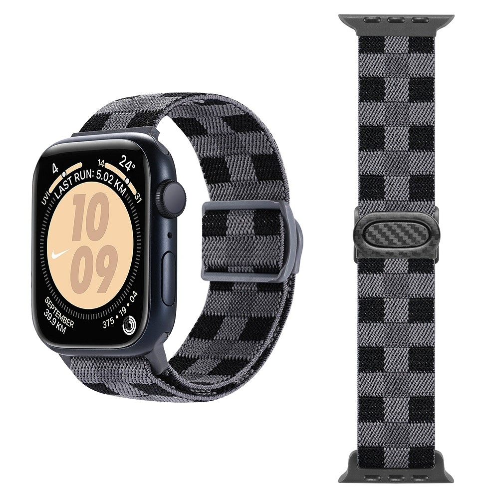 Gradient nylonový řemínek na Apple Watch Ultra/Ultra 2 49mm/SE/SE 2022/2023 44mm/9/8/7 45mm/6/5/4 44mm/3/2/1 42 mm - šedé kostičky