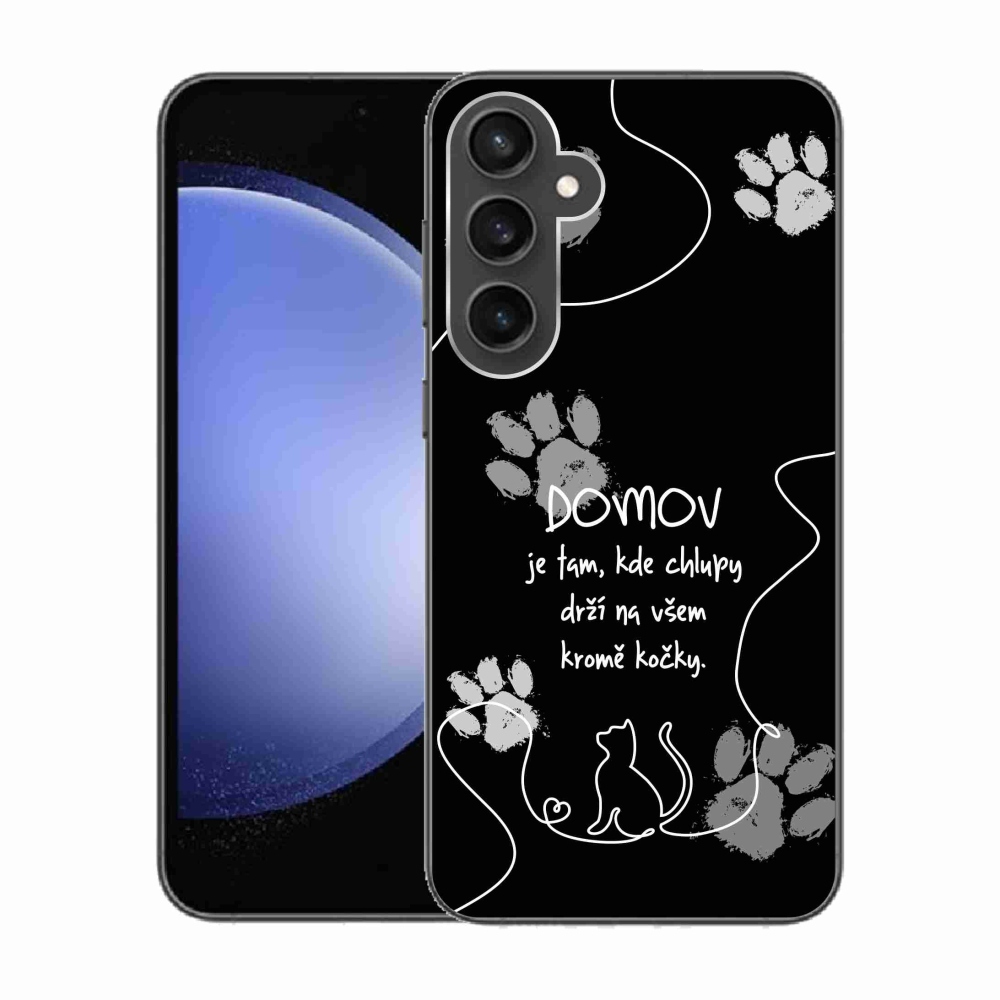 Gelový kryt mmCase na Samsung Galaxy S23 FE - kočičí motiv černé pozadí