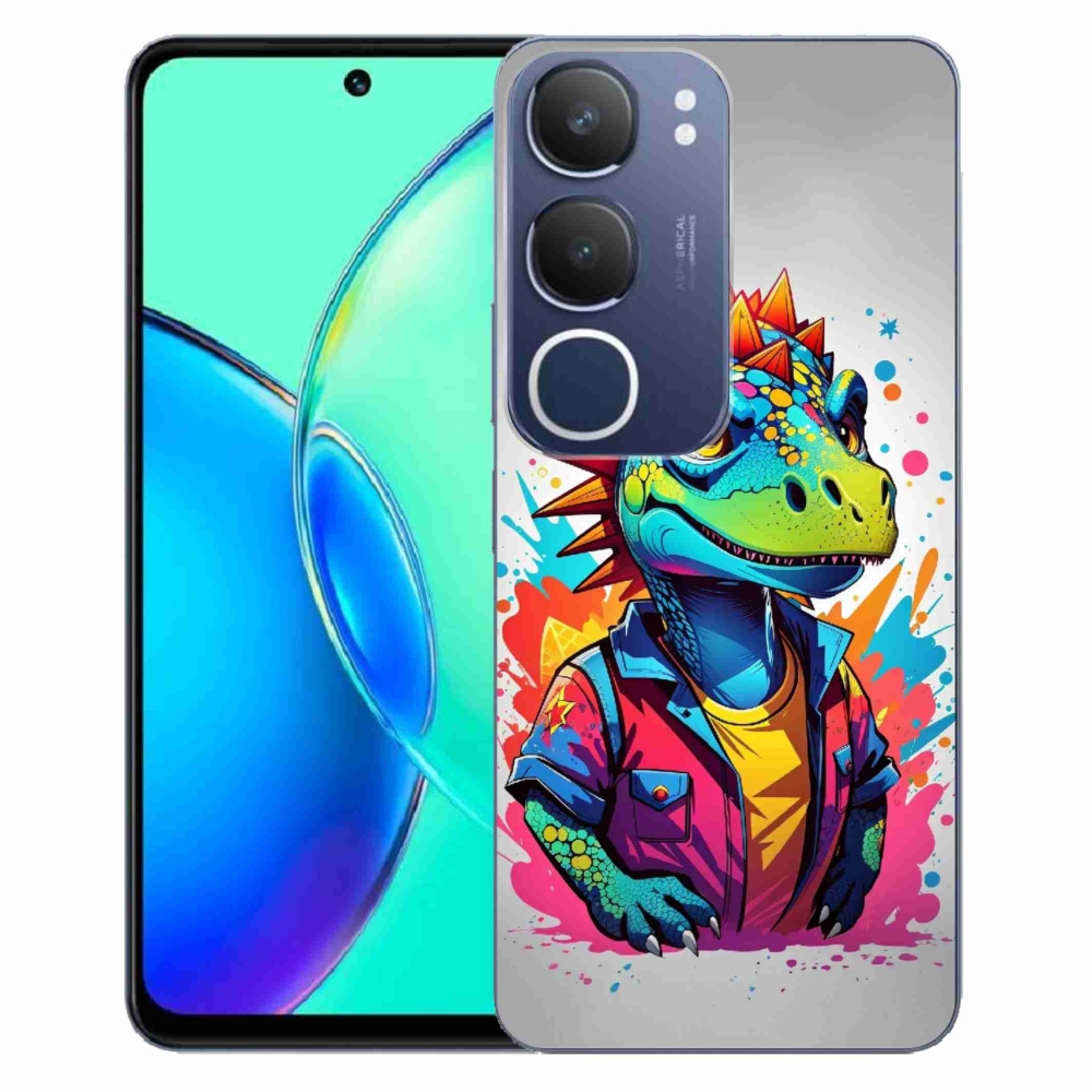 Gelový kryt mmCase na Vivo Y19s - barevný dinosaurus