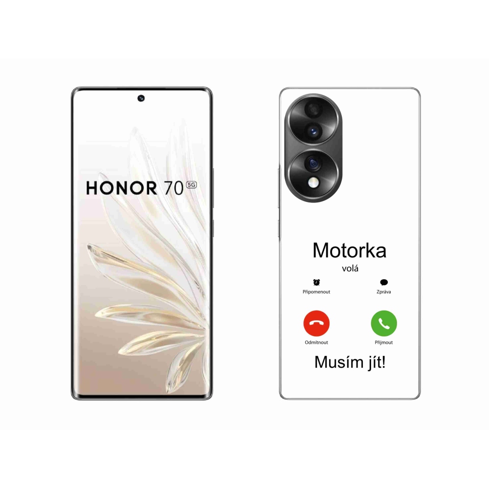 Gelový kryt mmCase na Honor 70 - motorka volá bílé pozadí