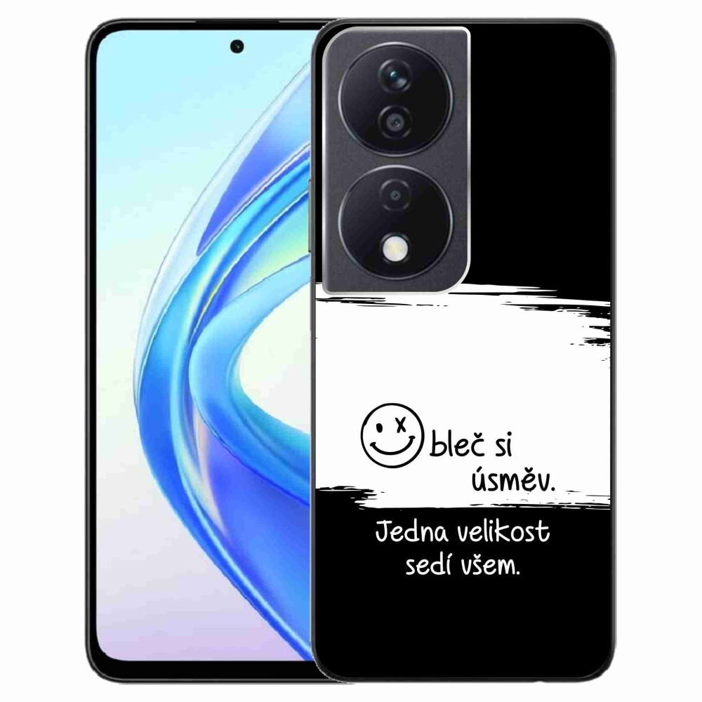 Gelový kryt mmCase na Honor X7b/Honor 90 Smart - vtipný text 8 bíločerné pozadí