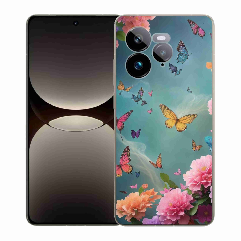 Gelový kryt mmCase na Realme GT 7 Pro 5G - barevné květy a motýli