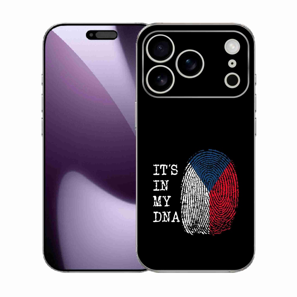 Gelový kryt mmCase na iPhone 17 Pro - vlajka otisk prstu černé pozadí