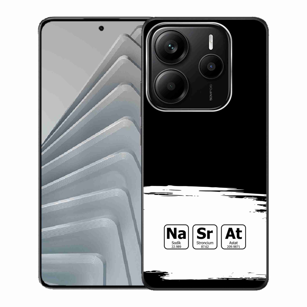 Gelový kryt mmCase na Xiaomi Redmi Note 14 5G - chemické prvky bíločerné pozadí