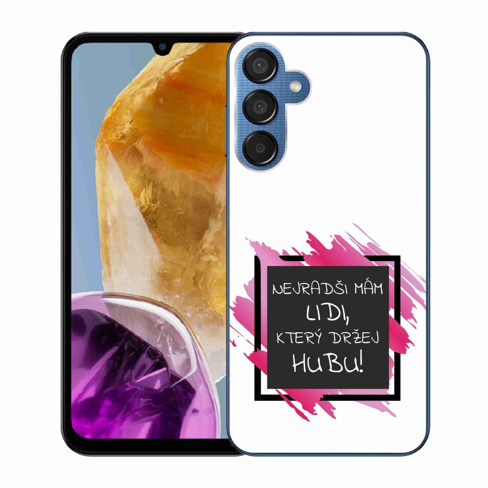 Gelový kryt mmCase na Samsung Galaxy M15 5G - vtipný text 7 černobílé pozadí