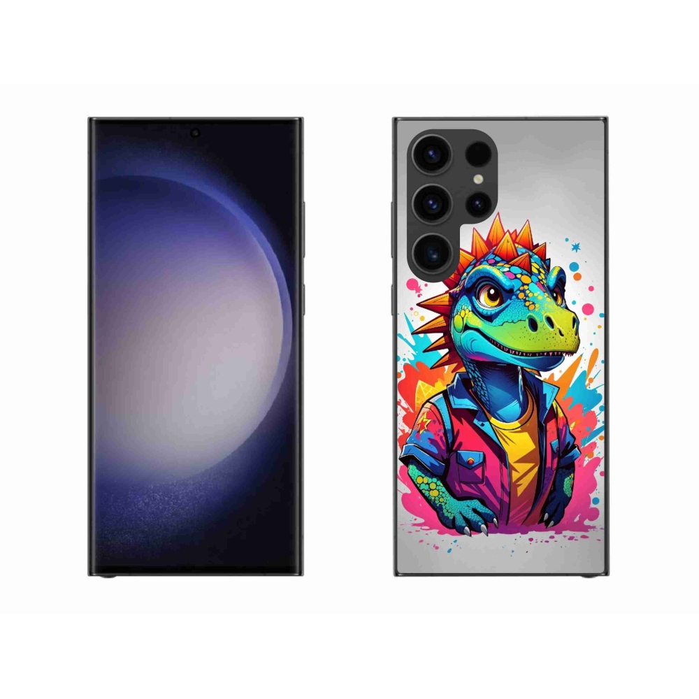 Gelový kryt mmCase na Samsung Galaxy S23 Ultra 5G - barevný dinosaurus