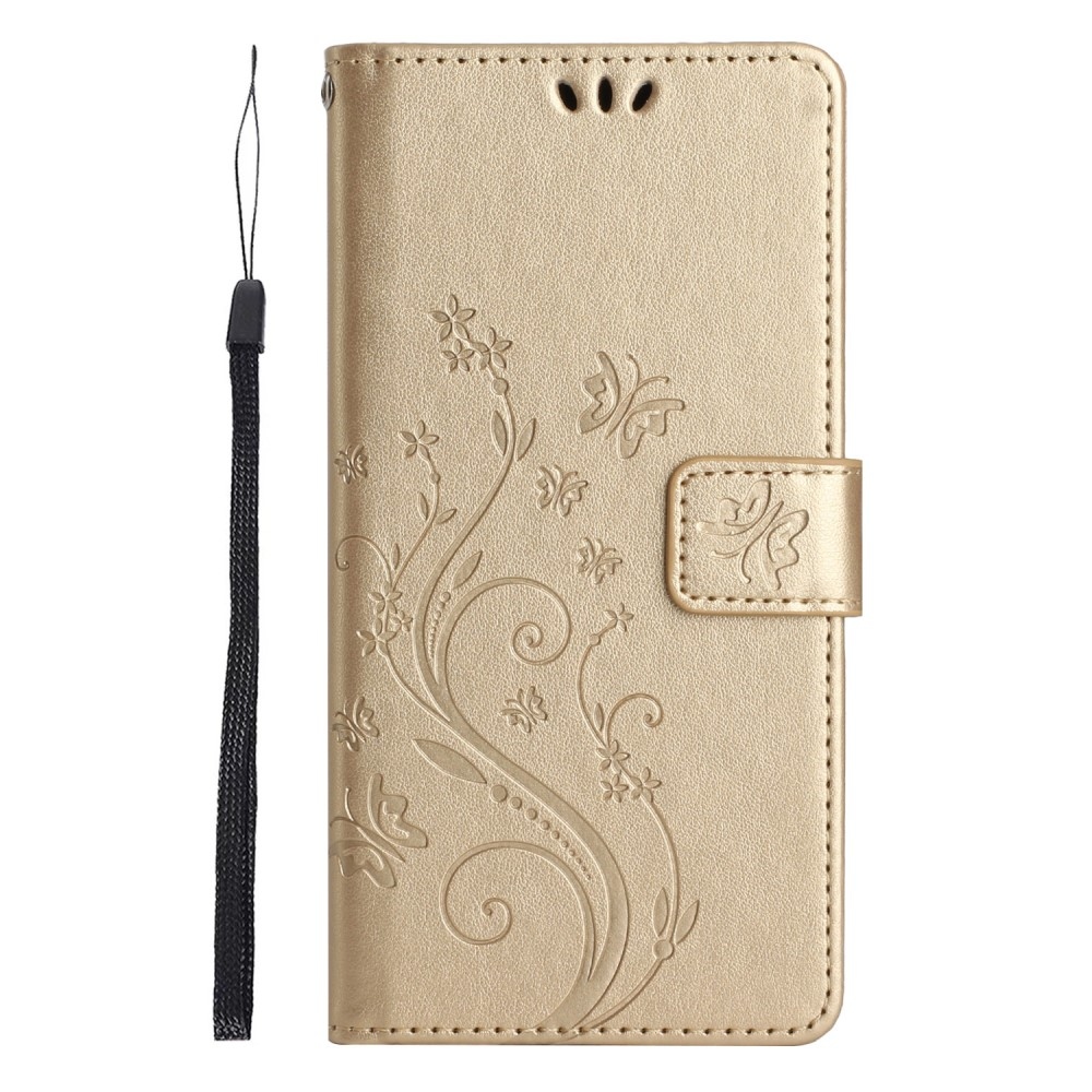 Flowers knížkové pouzdro na Xiaomi Redmi 14C/Poco C75 - zlaté