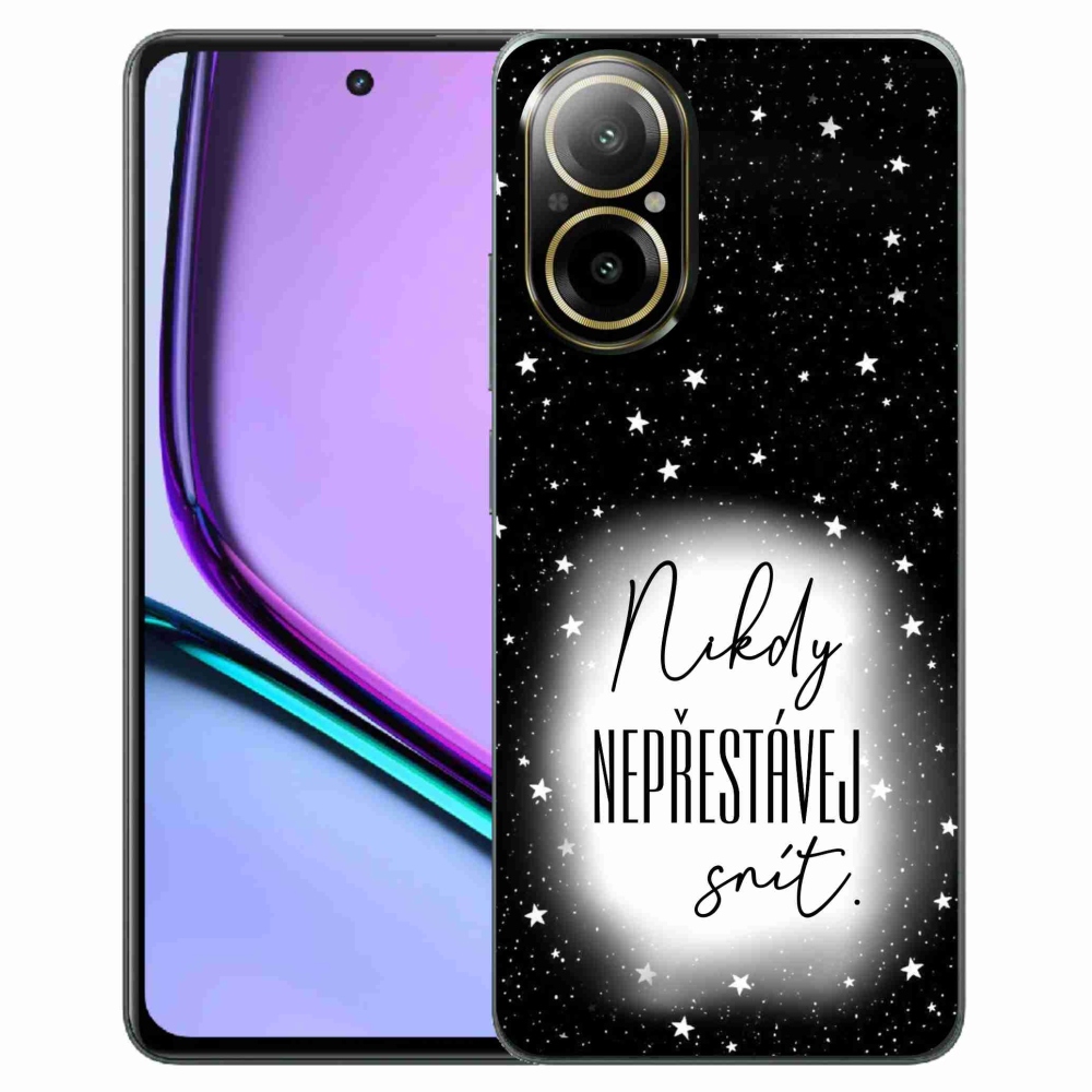 Gelový kryt mmCase na Realme C67 - citát 1 bíločerné pozadí