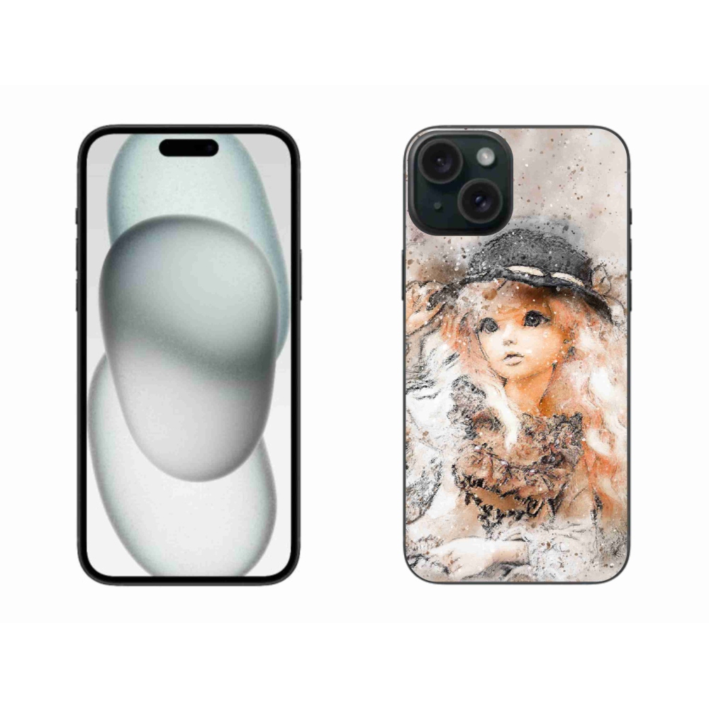 Gelový kryt mmCase na iPhone 15 Plus - holčička s kloboukem