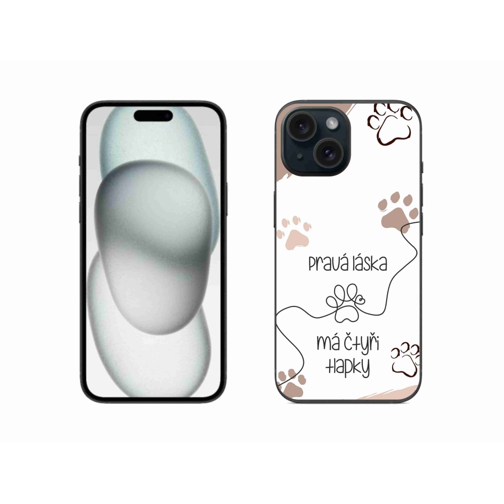 Gelový kryt mmCase na iPhone 15 - psí motiv 1 bílé pozadí
