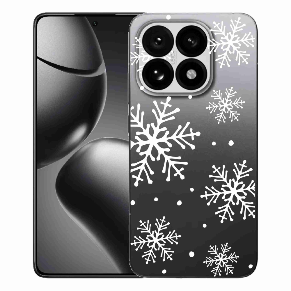 Gelový kryt mmCase na Xiaomi 15T - bílé vločky na průhledném pozadí