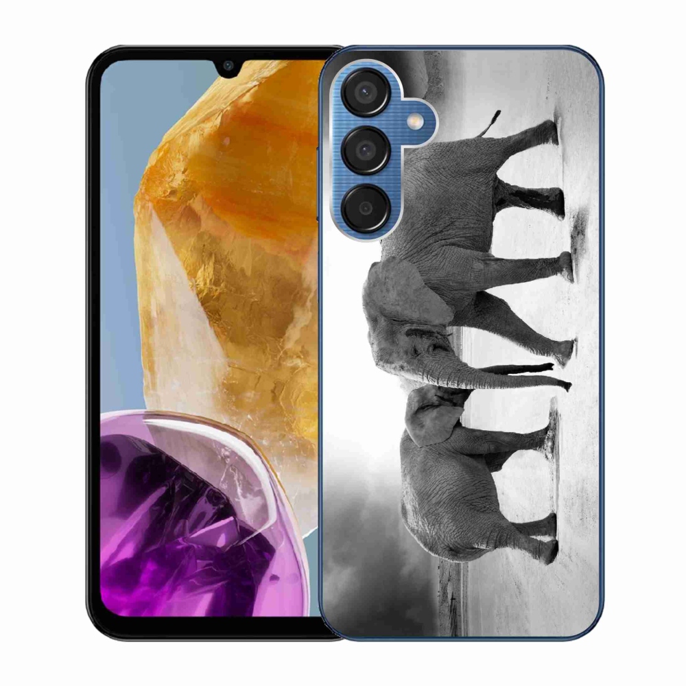 Gelový kryt mmCase na Samsung Galaxy M15 5G - černobílí sloni