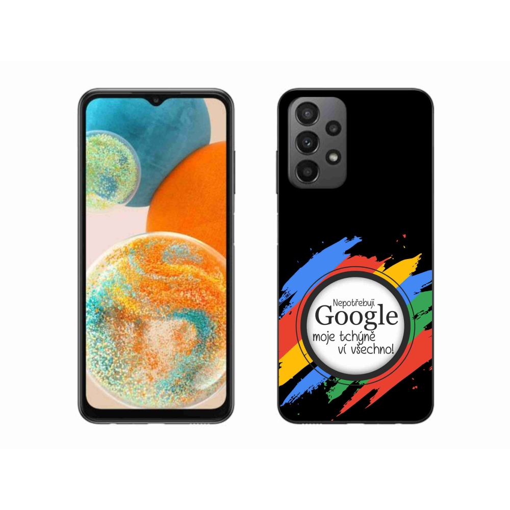 Gelový kryt mmCase na Samsung Galaxy A23 4G/5G - tchýně ví všechno černé pozadí
